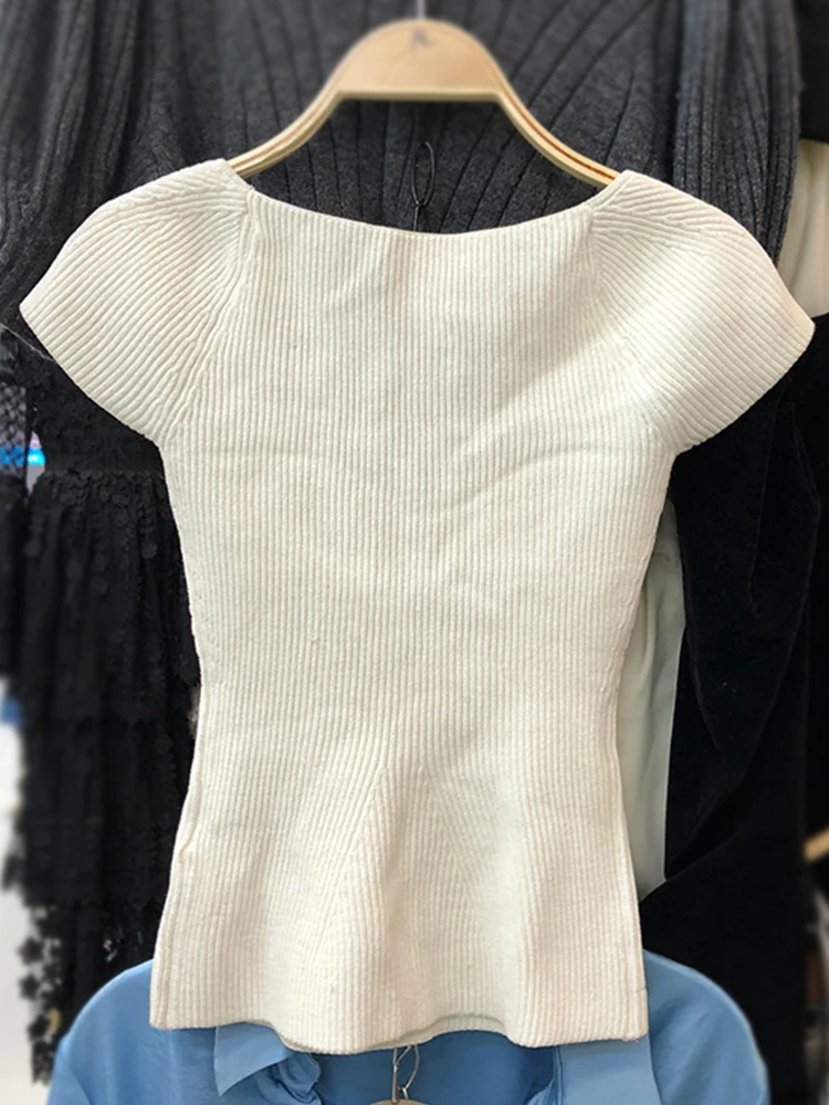 Retro Square Collar Tube Top Slim Fit Sexy Knitted Sweater Lady Spring Skinny Fashion All-around Pullover Short Sleeve
Retro Square Collar Tube Top Slim Fit Sexy Knitted Sweater Lady Spring Skinny Fashion All-around Pullover Short Sleeve