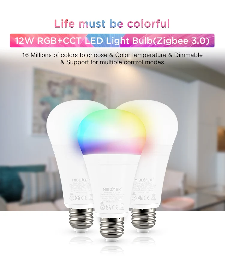 ZB Box1/FUT105Z Zigbee3.0 шлюз 12 Вт E27 RGB + CCT смарт лампа Цвет температура лампы Поддержка
