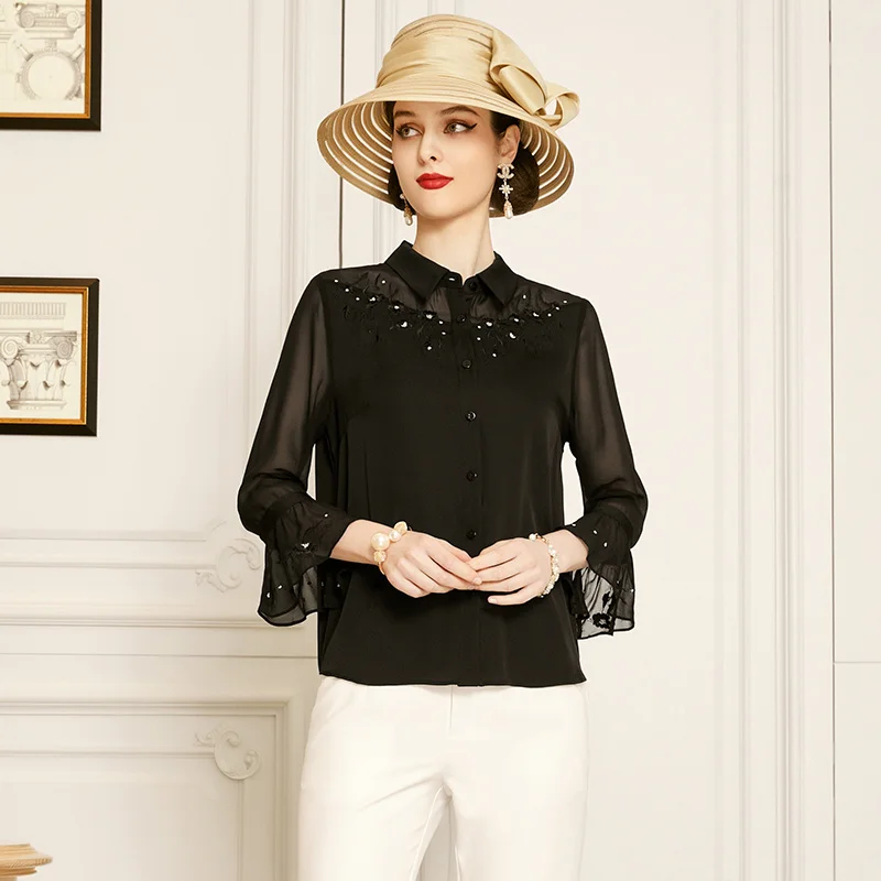SHZQ Silk Shirt Female 2021 New Autumn Fashion Top Black Thin Mulberry Silk Shirt Female
SHZQ Silk Shirt Female 2021 New Autumn Fashion Top Black Thin Mulberry Silk Shirt Female