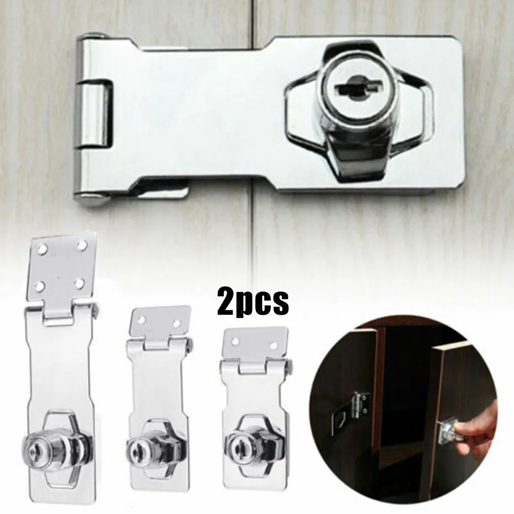 2Pcs Door Locking Hasp Staple With Key Anti-theft Padlock Cupboard Shed Garage Lock Home Furniture Hardware 2.5/3/4in
2Pcs Door Locking Hasp Staple With Key Anti-theft Padlock Cupboard Shed Garage Lock Home Furniture Hardware 2.5/3/4in