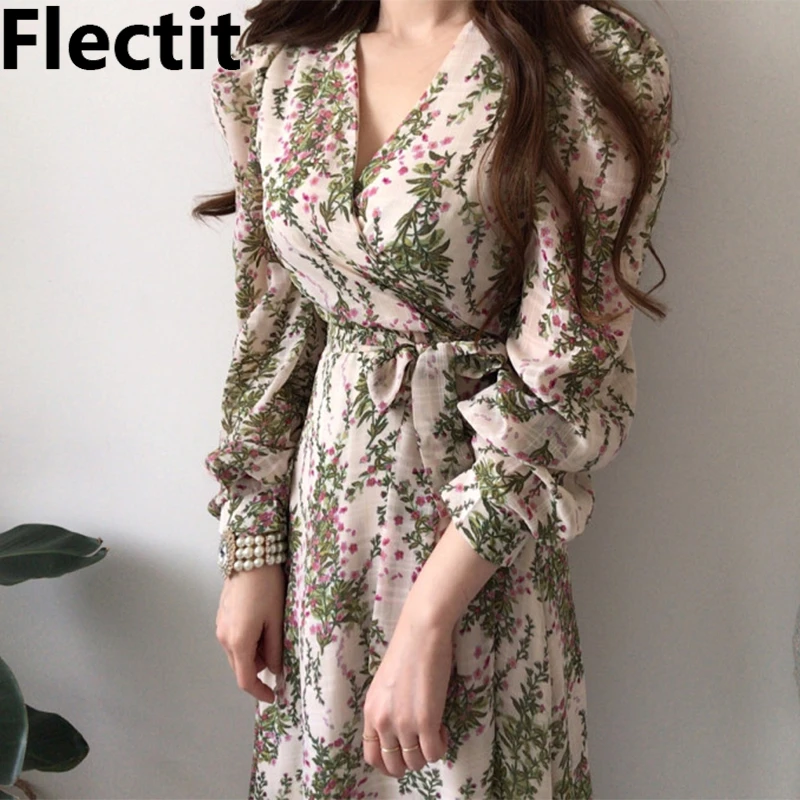 Flectit Floral Wrap Dress With Bowknot V-Neck Puff Sleeve Midi Chiffon Dress Women Retro Elegant Style *
Flectit Floral Wrap Dress With Bowknot V-Neck Puff Sleeve Midi Chiffon Dress Women Retro Elegant Style *