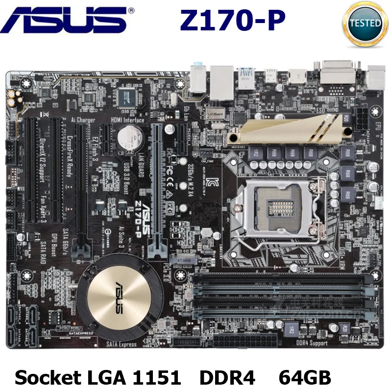Фото Материнская плата LGA 1151 Asus материнская DDR3 64 Гб PCI E 3 0 M.2 Intel Z170 оригинальная для