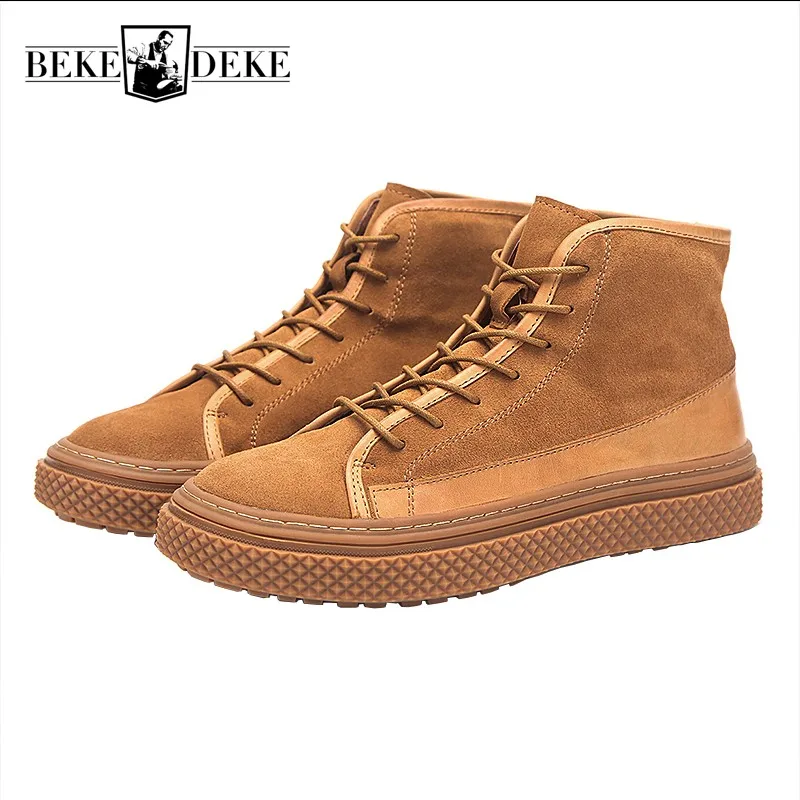 Winter New Work Safety High Top Shoes Men England Style Cow Suede Black Sneakers Lace Up Vintage Casual Flat Riding Shoes
Winter New Work Safety High Top Shoes Men England Style Cow Suede Black Sneakers Lace Up Vintage Casual Flat Riding Shoes