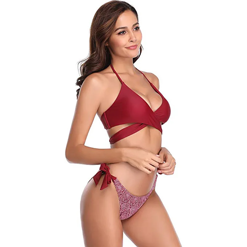 Sexy Halter Bikini 2020 Woman Plus Size Swimwear Front Cross Bandage Bikinis Backless Floral Print Bottom Swimsuit 2 Pieces
Sexy Halter Bikini 2020 Woman Plus Size Swimwear Front Cross Bandage Bikinis Backless Floral Print Bottom Swimsuit 2 Pieces