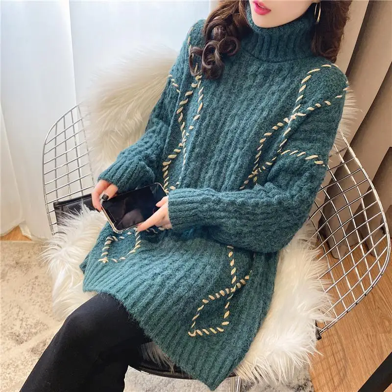 Autumn Winter Women Knitted Turtleneck Sweaters Casual Basic Pullover Solid All-match Jumper Long Sleeve Loose Tops L664
Autumn Winter Women Knitted Turtleneck Sweaters Casual Basic Pullover Solid All-match Jumper Long Sleeve Loose Tops L664