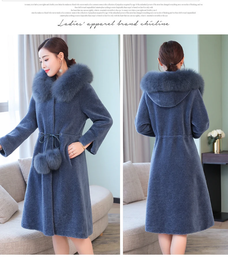 Sheep Shearing Jacket Women Winter Coat 2020 New Warm Long Parka With Real Fox Fur Collar casaco feminino Outwear L2562
Sheep Shearing Jacket Women Winter Coat 2020 New Warm Long Parka With Real Fox Fur Collar casaco feminino Outwear L2562