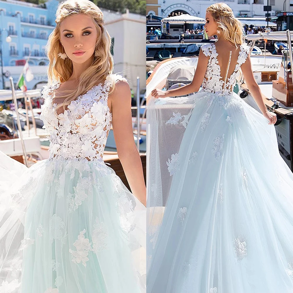 Modern Mint V Neck Wedding Dresses 3D Flower Appliqued Beach Engagement Bridal Party Bride Gowns Robe De Mariée Custom Made
Modern Mint V Neck Wedding Dresses 3D Flower Appliqued Beach Engagement Bridal Party Bride Gowns Robe De Mariée Custom Made