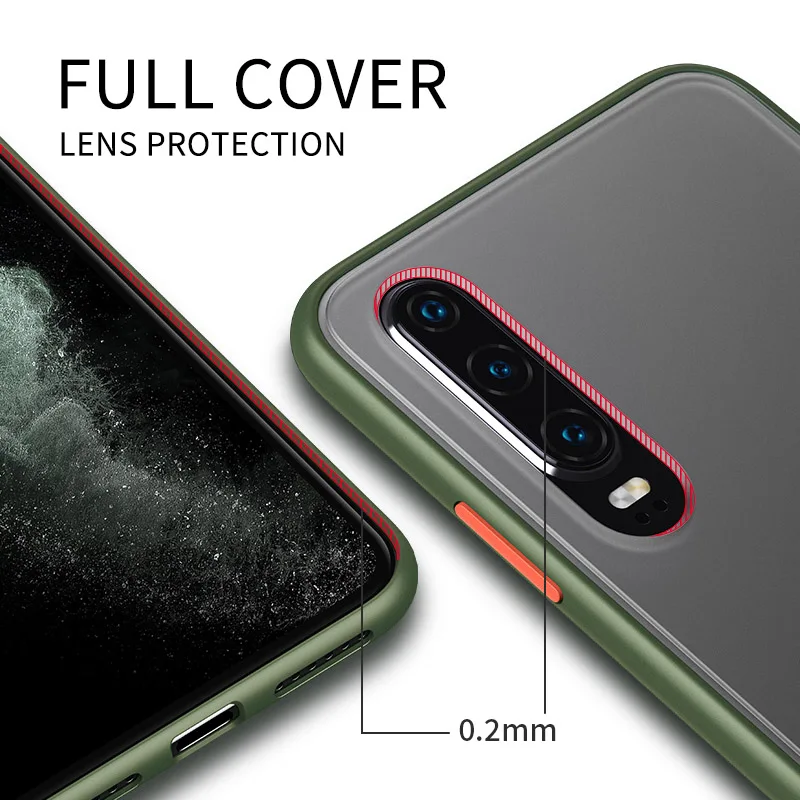 Matte Shockproof Armor Phone Case For Huawei Mate 20 30 Honor 9X Nova 5 Pro Back P30 Lite Soft Edge Cover | Мобильные телефоны и