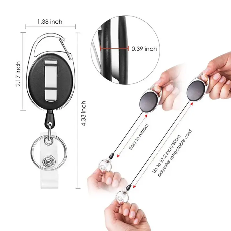 20 Large Pack Black Retractable Badge ID Card Holders Keyring with Carabiner Reel Clips Keychain Fashion Jewelry Unisex
20 Large Pack Black Retractable Badge ID Card Holders Keyring with Carabiner Reel Clips Keychain Fashion Jewelry Unisex