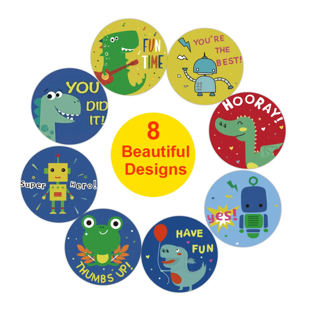 

UU Gift 50-500 Pieces of Cute Animal Dinosaur Reward Stickers Awesome 8 Patterns Bonus Classroom Teacher Supplies Children's Toy