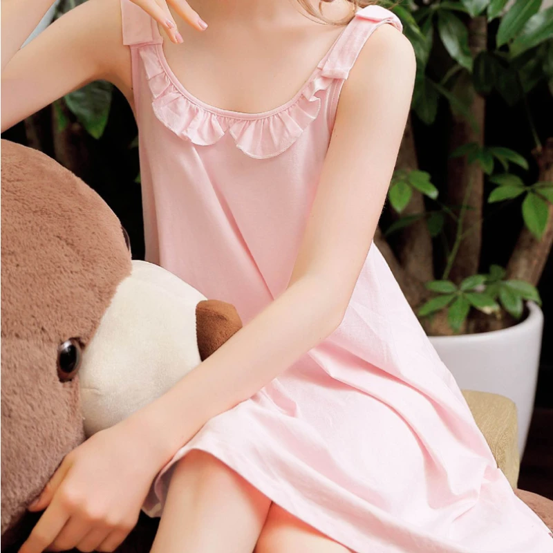 Women Cotton Sleepwear Night Dress Summer Sleeveless Ruffles Nightdress Princess Nightie Cute Nightwear Girls Kawaii Nightgown
Women Cotton Sleepwear Night Dress Summer Sleeveless Ruffles Nightdress Princess Nightie Cute Nightwear Girls Kawaii Nightgown