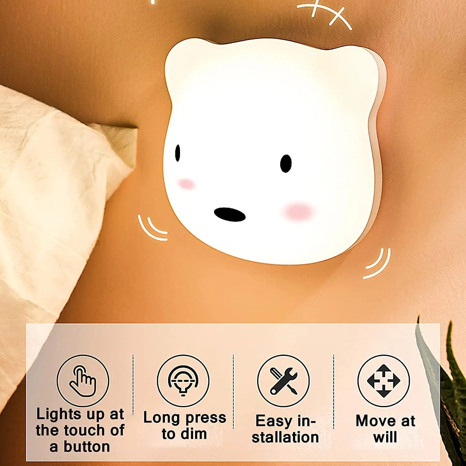 LED Bear Night Light Cute KidsTouch Lamp for Bedroom Bedside Lamp Rechargeable Nursery Wall Light for Home Kitchen Hallway
LED Bear Night Light Cute KidsTouch Lamp for Bedroom Bedside Lamp Rechargeable Nursery Wall Light for Home Kitchen Hallway