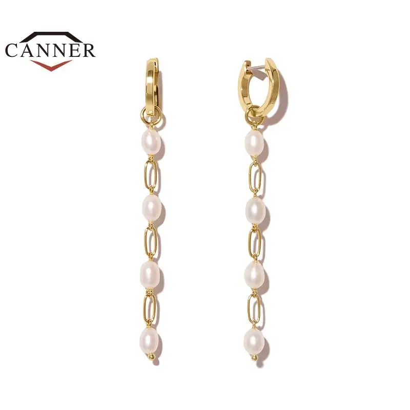 CANNER 925 Sterling Silver 18k Gold Plated Chain Pearl Pendant Drop Earrings Women Dangle Piercing Earring Jewelry Pendientes
CANNER 925 Sterling Silver 18k Gold Plated Chain Pearl Pendant Drop Earrings Women Dangle Piercing Earring Jewelry Pendientes
