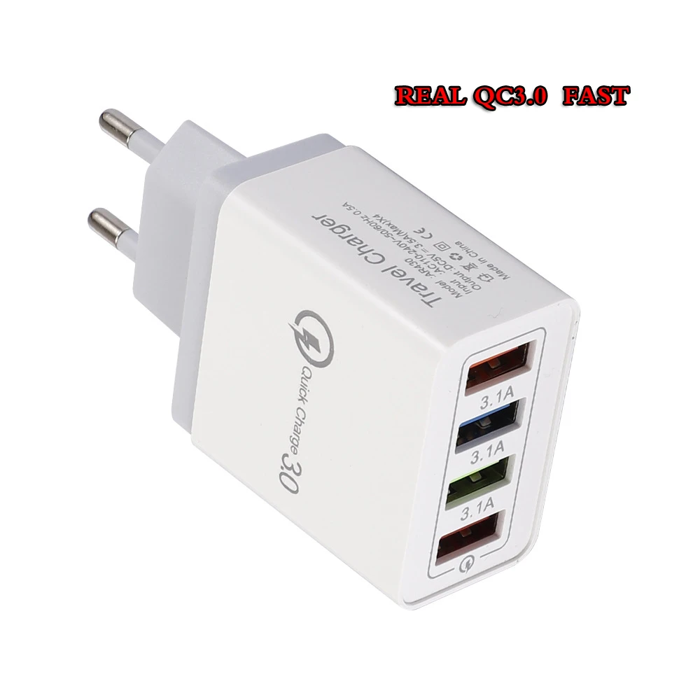 Оптовая продажа 4 порта Usb настенное зарядное устройство мульти Настоящее QC3.0