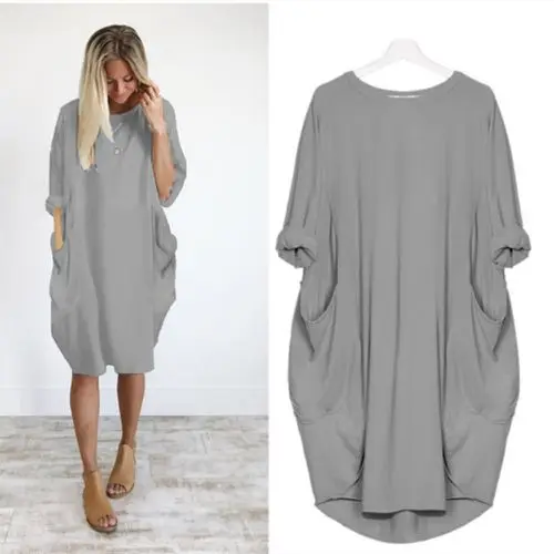 Women Casual Loose Dress Pocket Ladies Fashion O Neck Long Tops Female T Shirt Streetwear Plus Size 5XL pocket long sleeve dress 
Women Casual Loose Dress Pocket Ladies Fashion O Neck Long Tops Female T Shirt Streetwear Plus Size 5XL pocket long sleeve dress