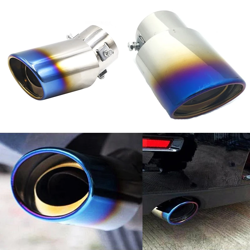 

Universal Car Exhaust Muffler Tip tainless Steel Pipe Chrome Exhaust Tail Muffler Tip Pipe Silver Car Accessories Diameter 63mm