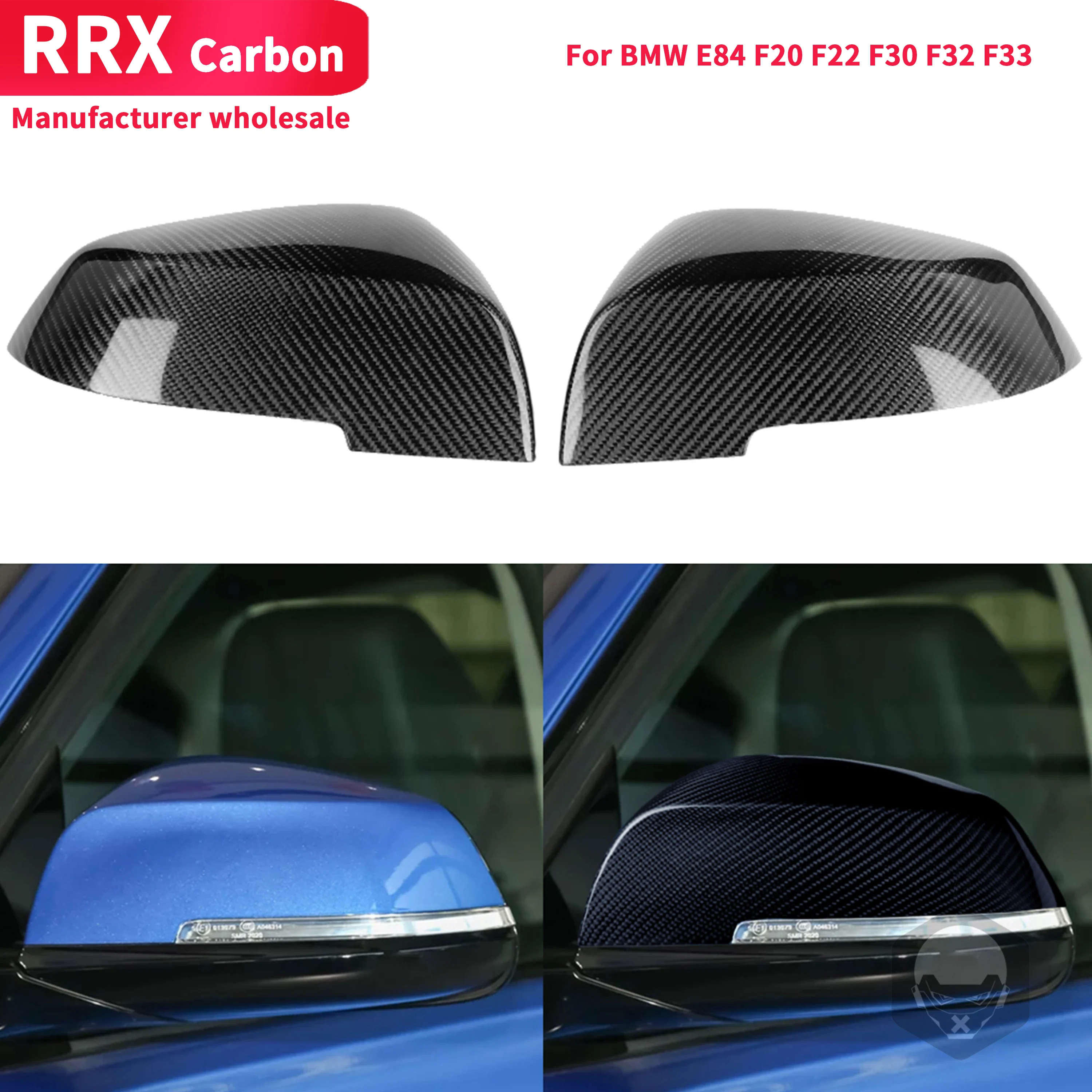 

Replacement Carbon Fiber Side Wing Shells For BMW E84 F20 F22 F30 F32 F33 Rearview Mirror Cover Caps Trim Kit Accessories Black