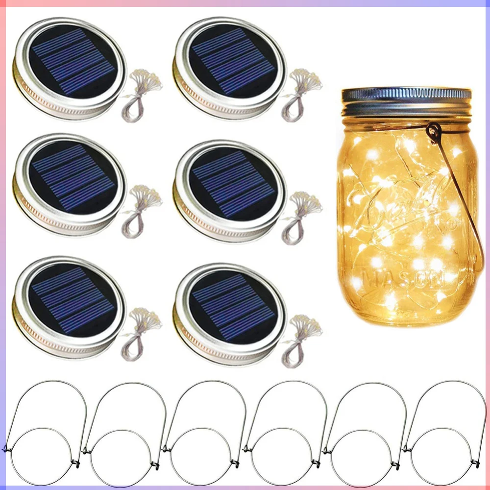 Solar Mason Jar Lights Lid Light 2m String Lights Handle 20 LED Hanging Lantern Lamp For Garden Decor Lighting Glass Jar Bottle
Solar Mason Jar Lights Lid Light 2m String Lights Handle 20 LED Hanging Lantern Lamp For Garden Decor Lighting Glass Jar Bottle