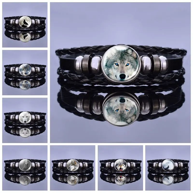 Black Wolf Bracelet Men Punk Wolf Head Button Weave Leather Bracelet Bangle Wolf Jewelry for Men Christmas Gifts Dropshipping
Black Wolf Bracelet Men Punk Wolf Head Button Weave Leather Bracelet Bangle Wolf Jewelry for Men Christmas Gifts Dropshipping