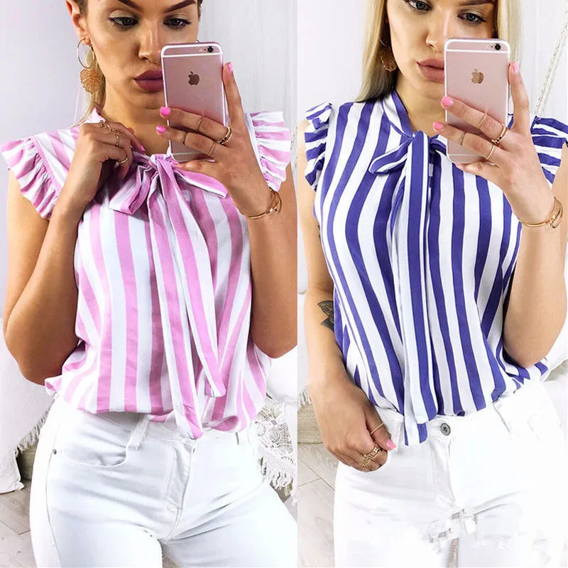 Sleeveless Bow Striped Shirt Women Summer Vest Tops New Arrival Elegant Women Blouse Casual Shirt Tops
Sleeveless Bow Striped Shirt Women Summer Vest Tops New Arrival Elegant Women Blouse Casual Shirt Tops