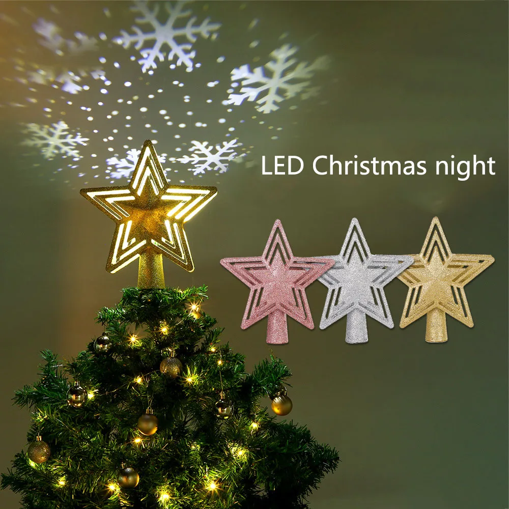 Christmas Tree Toppers Star Projection Lamp 3D Five Pointed Star Rotating Blizzard LED Projection Light Christma Decoration 2022
Christmas Tree Toppers Star Projection Lamp 3D Five Pointed Star Rotating Blizzard LED Projection Light Christma Decoration 2022