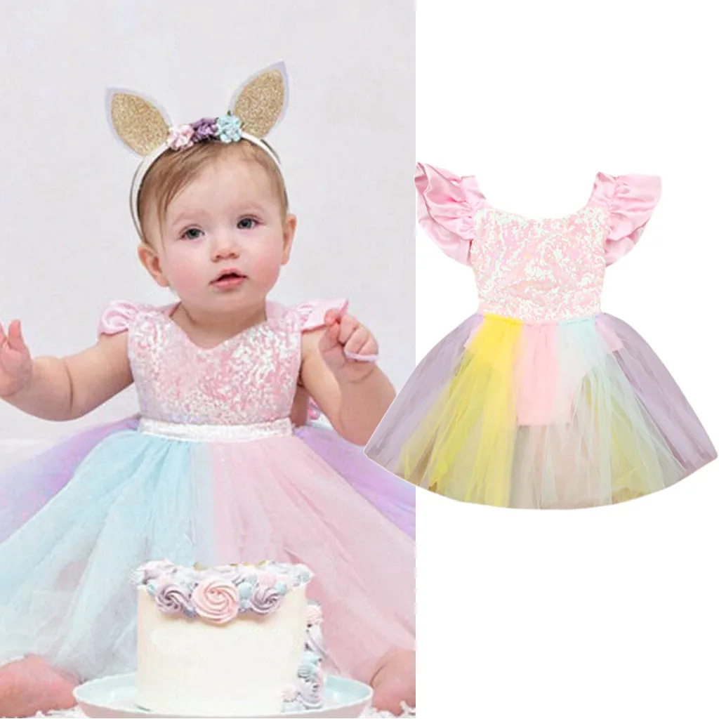 Baby Party Birthday Princess Dress Cute Toddler Baby Girl Sleeveless Rainbow Sequined Lace Princess Romper Детские Платья Summer
Baby Party Birthday Princess Dress Cute Toddler Baby Girl Sleeveless Rainbow Sequined Lace Princess Romper Детские Платья Summer