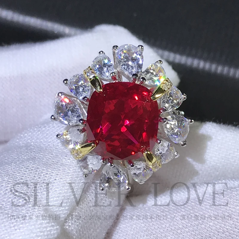 Gao Ding Seiko Sterling Silver Luxury Water Drop Fully-Inlaid Simulation Ruby Pillow Ring Luxury Temperament Big Diamond Ring Wo
Gao Ding Seiko Sterling Silver Luxury Water Drop Fully-Inlaid Simulation Ruby Pillow Ring Luxury Temperament Big Diamond Ring Wo