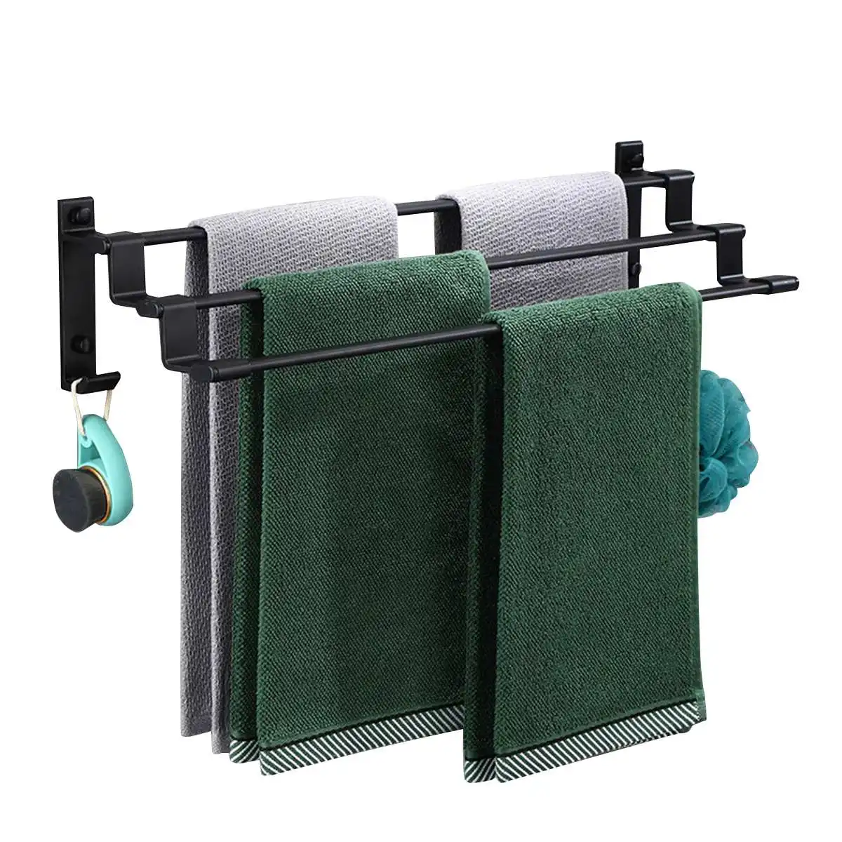 60cm 24inch 3 Rods Bathroom Towel Rack Matte Black Bars Lavatory Storage Shelf Wall Mounted Holder 3-Tiers with Hooks Hanger
60cm 24inch 3 Rods Bathroom Towel Rack Matte Black Bars Lavatory Storage Shelf Wall Mounted Holder 3-Tiers with Hooks Hanger