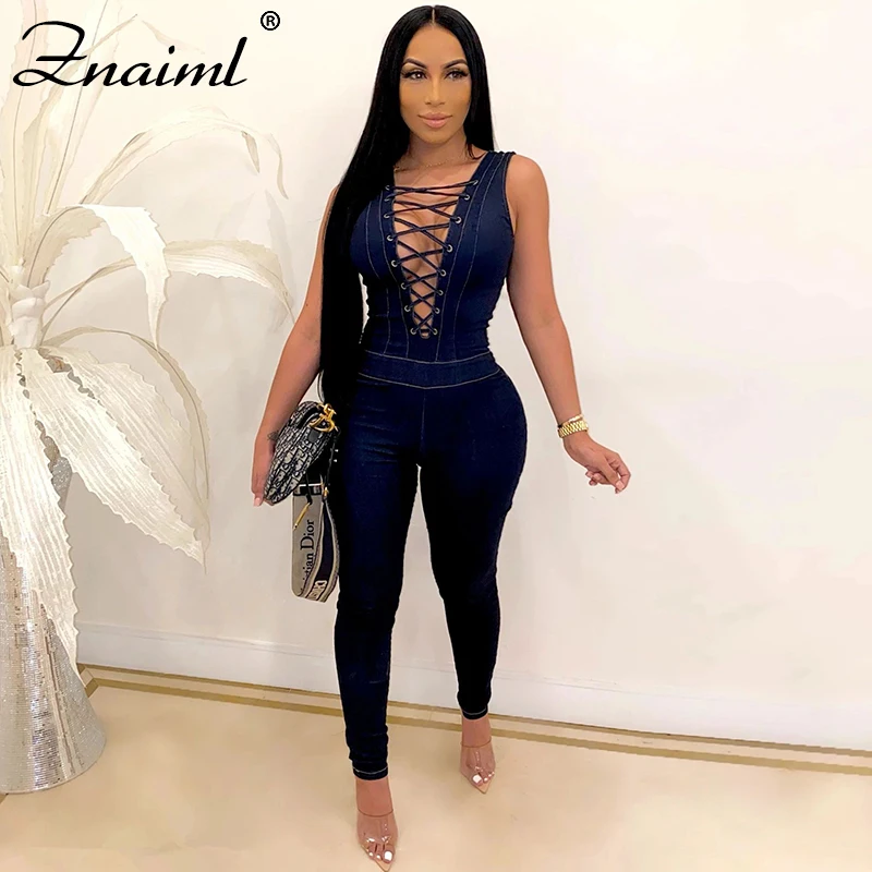 Znaiml Bandage Sexy Deep V-Neck Denim Jumpsuit Women Rompers Bodycon Spring Fall Jeans Overalls Casual Party Club Slim Playsuit
Znaiml Bandage Sexy Deep V-Neck Denim Jumpsuit Women Rompers Bodycon Spring Fall Jeans Overalls Casual Party Club Slim Playsuit