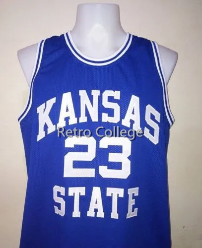 

23 Mitch Richmond Kansas State bule white Basketball Jersey Stitched Custom Any Number Name jerseys