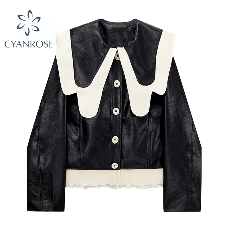 PU Faux Leather Jacket Women Loose Casual Jackets Outwear Korean Style Spliced Black Leather Coat 2021 Autumn Vintage Chic New
PU Faux Leather Jacket Women Loose Casual Jackets Outwear Korean Style Spliced Black Leather Coat 2021 Autumn Vintage Chic New