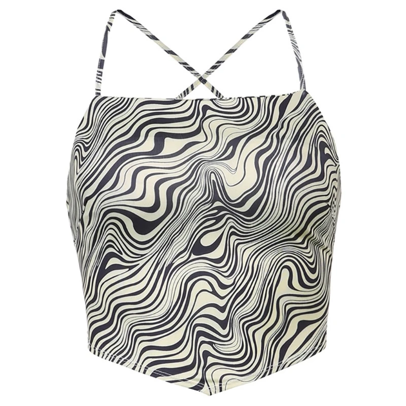 Women Halter Crop Top Sexy Criss Cross Backless Camisole Abstract Striped Shirt
Women Halter Crop Top Sexy Criss Cross Backless Camisole Abstract Striped Shirt