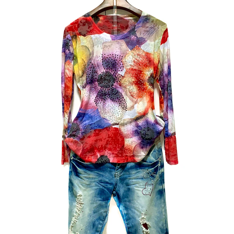 2020 autumn Colorful Butterfly floral print t shirt women long sleeve graphic tees modis tshirt tops 4XL Loose tee shirt femme
2020 autumn Colorful Butterfly floral print t shirt women long sleeve graphic tees modis tshirt tops 4XL Loose tee shirt femme