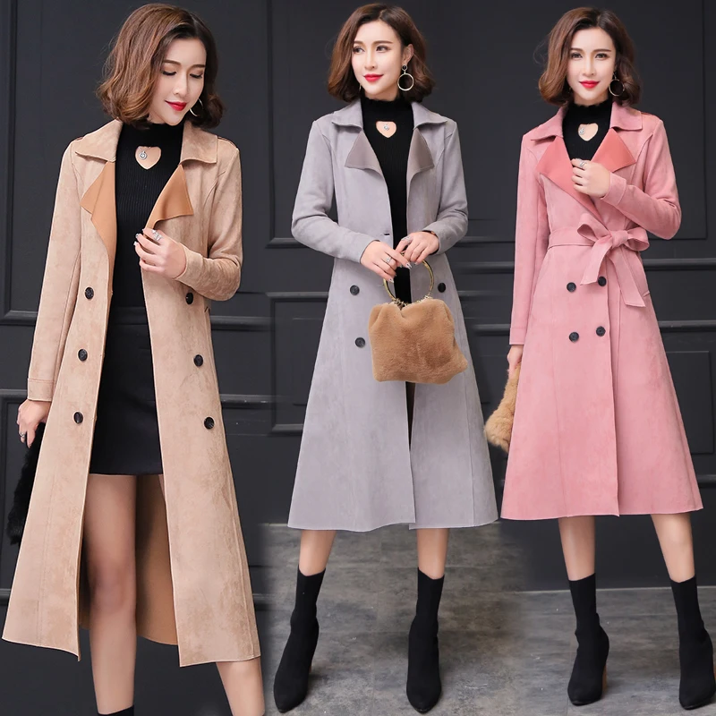 Spring and autumn windbreaker double-breasted long Deerskin Suede windbreaker fashion Slim European and American women's coat
Spring and autumn windbreaker double-breasted long Deerskin Suede windbreaker fashion Slim European and American women's coat