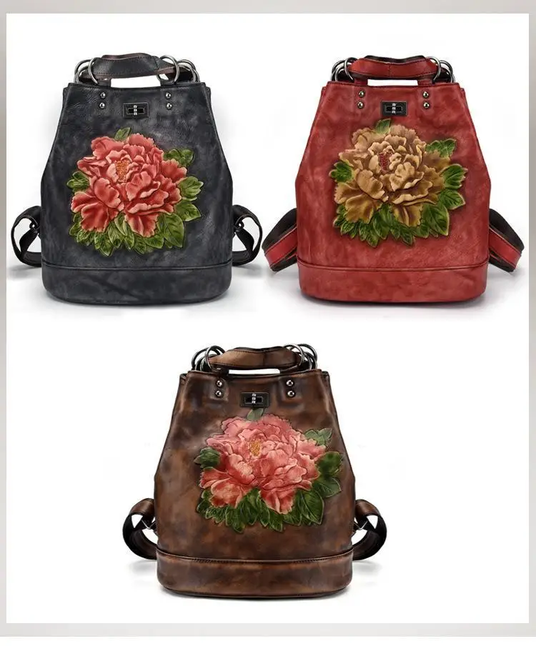 2021 New Vintage Large Leather Backpack Leisure Floral Softback Retractable Embossing Women Backpack Shoulder Bags
2021 New Vintage Large Leather Backpack Leisure Floral Softback Retractable Embossing Women Backpack Shoulder Bags