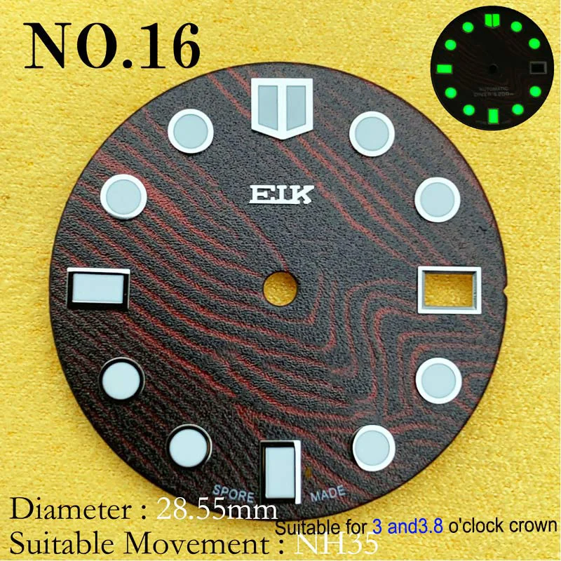 

NH36 New Modified Watch Literal C3 Luminous Dial Watch Dial SKX007 Small Millimeter 28.5mm Abalone NH35 Universal NO.16