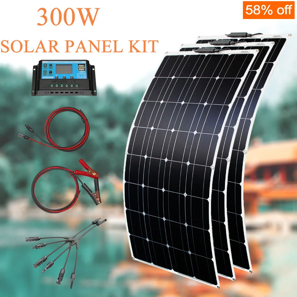 Flexible 12v 300w solar panel monocrystallin home system kit complete off-grid 24v 200w300W used in rv car 12V battery charging
Flexible 12v 300w solar panel monocrystallin home system kit complete off-grid 24v 200w300W used in rv car 12V battery charging