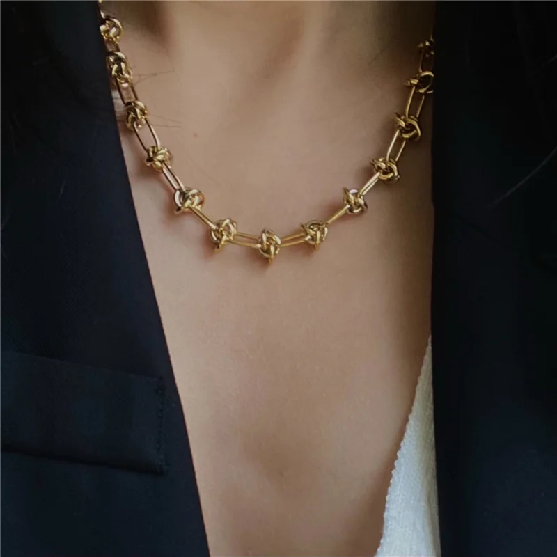 Origin Summer Punk Chunky Knotted Metallic Chains Necklaces Twisted Hollow Link Chokers Necklaces for Women Party Jewelry
Origin Summer Punk Chunky Knotted Metallic Chains Necklaces Twisted Hollow Link Chokers Necklaces for Women Party Jewelry