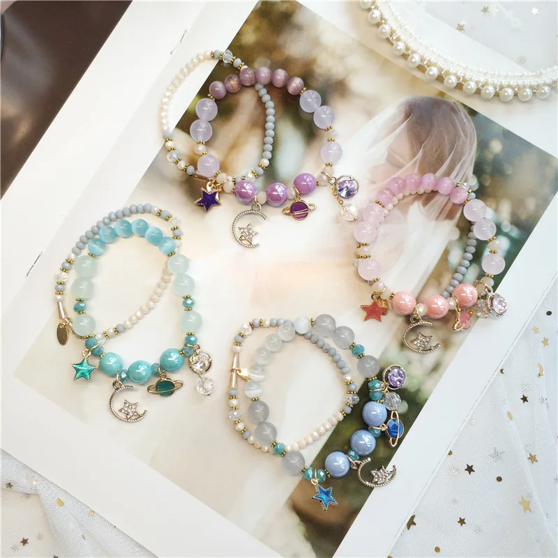 Korean handmade beaded student bracelet for women crystal planet pendant double layer bracelet girlfriends couple star jewelry
Korean handmade beaded student bracelet for women crystal planet pendant double layer bracelet girlfriends couple star jewelry