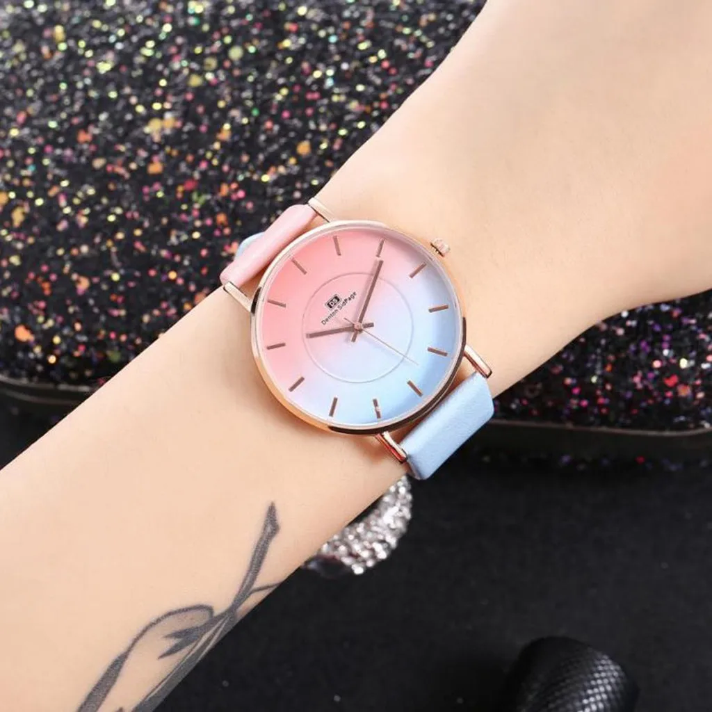Zegarek Casual Women Watches Student Leather Strap Gradient Matte Dial Watches Ladies Analog Quartz Wrist Clock Reloj Mujer Nice 
Zegarek Casual Women Watches Student Leather Strap Gradient Matte Dial Watches Ladies Analog Quartz Wrist Clock Reloj Mujer Nice