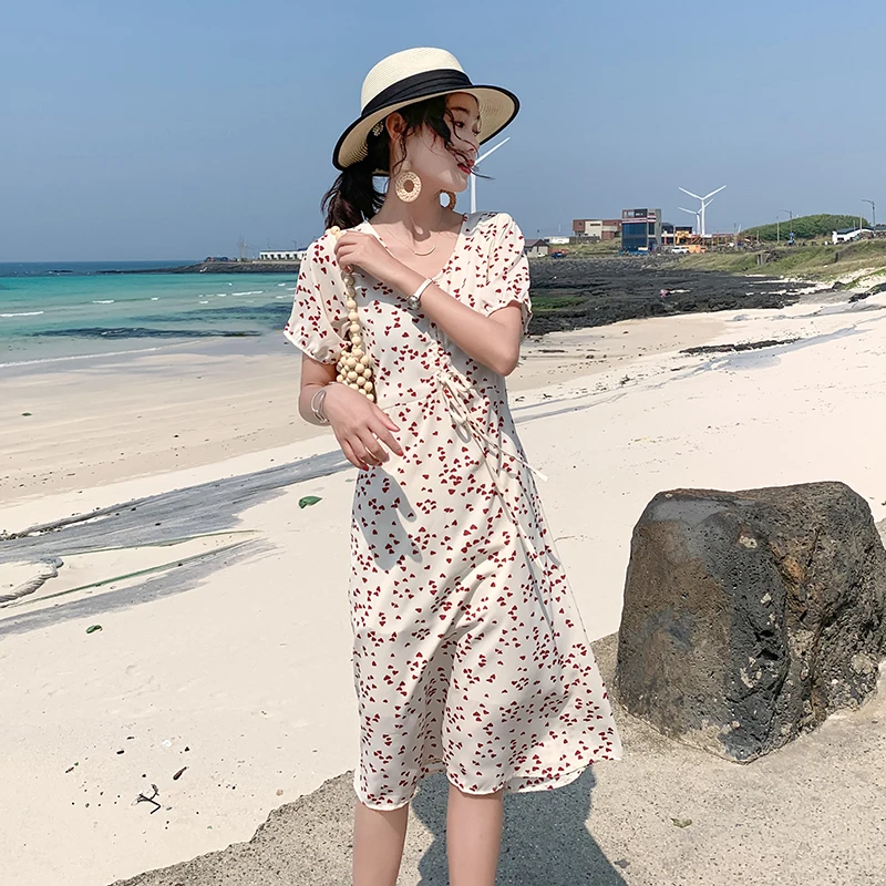 Фото Женское Повседневное платье миди с принтом летнее тонкое в стиле - купить