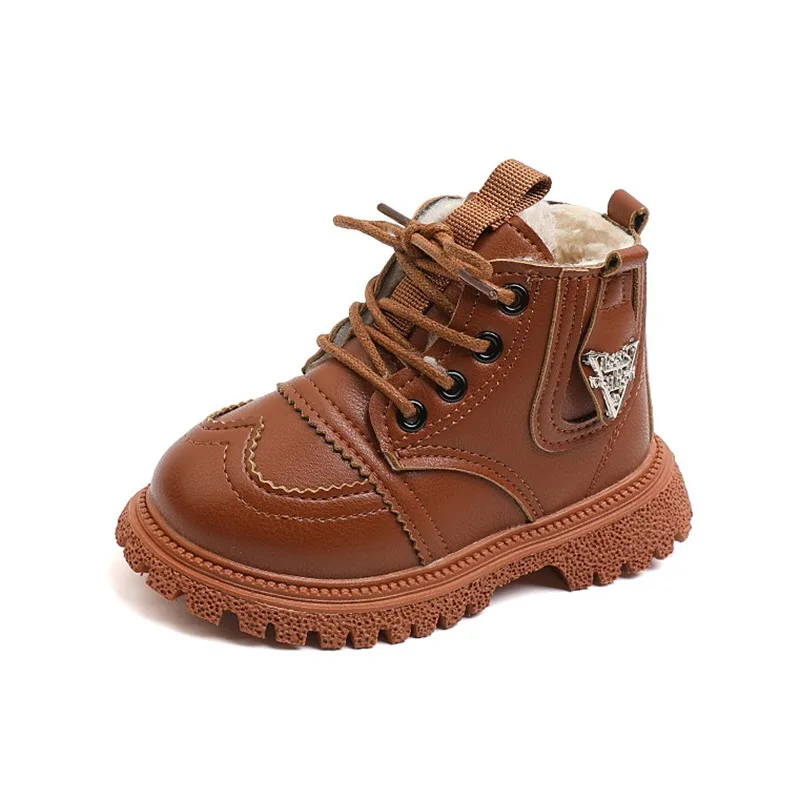 Winter Warm British Style Zipper PU Leather Lace Up Boots Children Boy and Girls Solid Martin Boots
Winter Warm British Style Zipper PU Leather Lace Up Boots Children Boy and Girls Solid Martin Boots