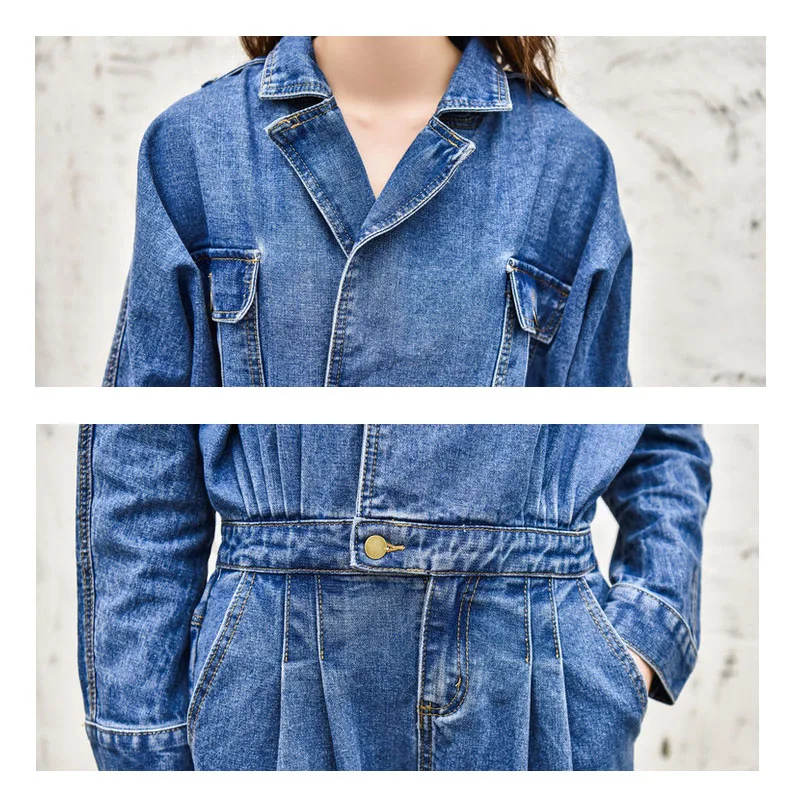 Women Autumn Winter Cargo Denim Jumpsuits Suit Collar Long Sleeve Loose Fashion Jeans Romper Overalls Elastic Waist
Women Autumn Winter Cargo Denim Jumpsuits Suit Collar Long Sleeve Loose Fashion Jeans Romper Overalls Elastic Waist
