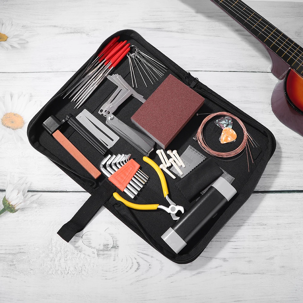 49pcs Professional Guitar Care Cleaning Repair Tools Kit Multi-purpose Guitar Luthier Setup Maintenance Adjustment Tools
49pcs Professional Guitar Care Cleaning Repair Tools Kit Multi-purpose Guitar Luthier Setup Maintenance Adjustment Tools