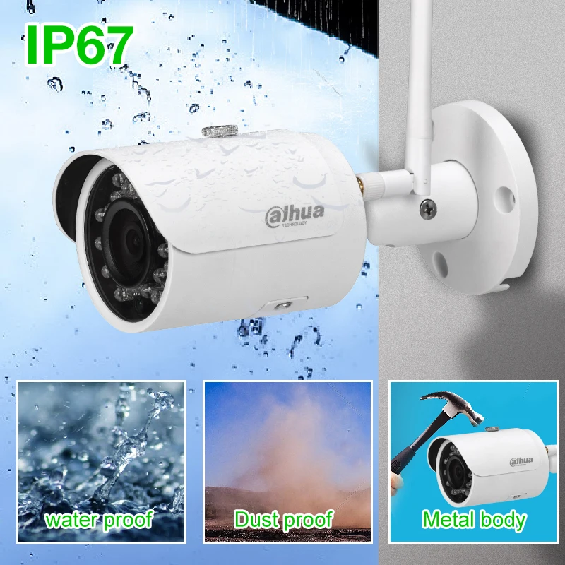Dahua Wifi IP камера IPC-HFW1235S-W 2MP сетевая cctv пулевая Поддержка H.265 IR 30m IP67 IK10 SD карта
