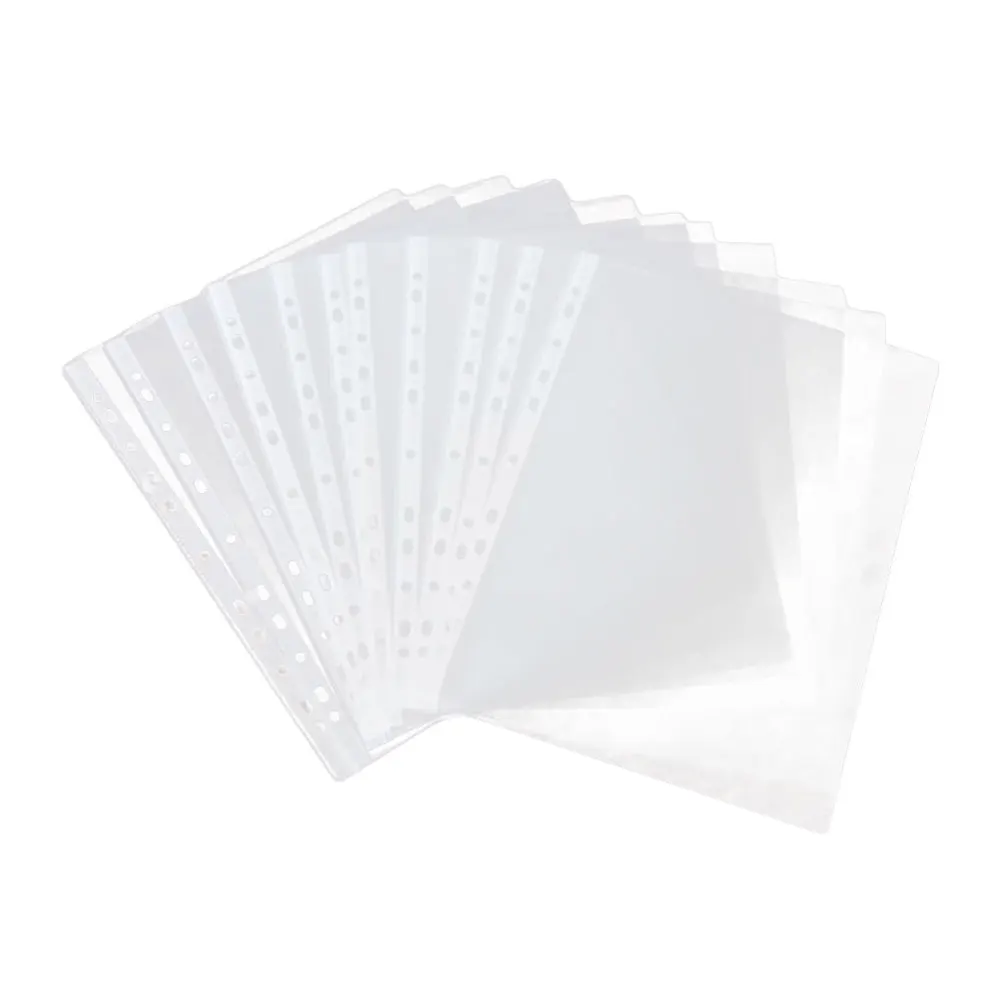 

100 шт. протекторы листов Прозрачный Дизайн A4 11 отверстий бумажный чехол свободный протектор листа бумажный Защитный пакет для файлов (толще ...