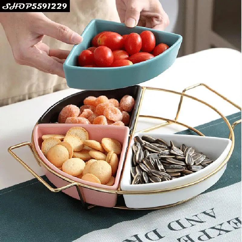 Nordic Luxury Ceramic White Four-grid Fruit Snack Platter with Handle Shelf Simple Home Round Division Dried Fruit Salad Plate
Nordic Luxury Ceramic White Four-grid Fruit Snack Platter with Handle Shelf Simple Home Round Division Dried Fruit Salad Plate