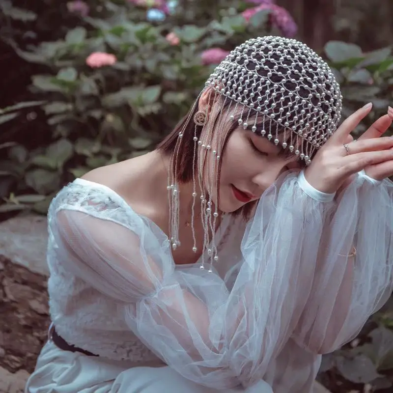 Handmade Lace Headwear Bride Women Vintage Fashion Hat Temperament Hollow Simulated Pearl Tassel Cap Elegant Female Hair Jewelry
Handmade Lace Headwear Bride Women Vintage Fashion Hat Temperament Hollow Simulated Pearl Tassel Cap Elegant Female Hair Jewelry