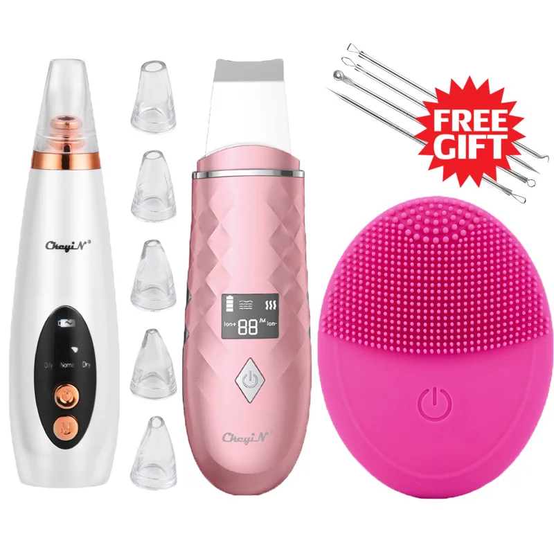 Professional Face Cleansing Kit Vacuum Blackhead Remover Ultrasonic Skin Scrubber Silicone Facial Brush Electric Face Clean Set
Professional Face Cleansing Kit Vacuum Blackhead Remover Ultrasonic Skin Scrubber Silicone Facial Brush Electric Face Clean Set