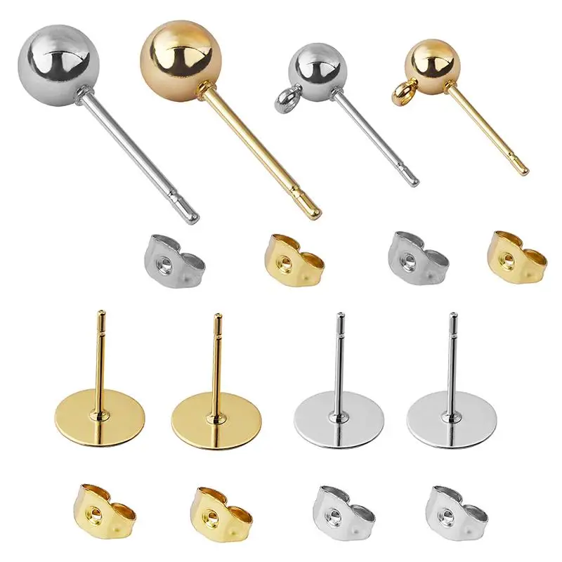 20/50pcs Stainless Steel Gold Earrings Studs With Earring Plug Jewelry Findings Ear Needles Pins Ear Back For DIY Jewelry Making
20/50pcs Stainless Steel Gold Earrings Studs With Earring Plug Jewelry Findings Ear Needles Pins Ear Back For DIY Jewelry Making